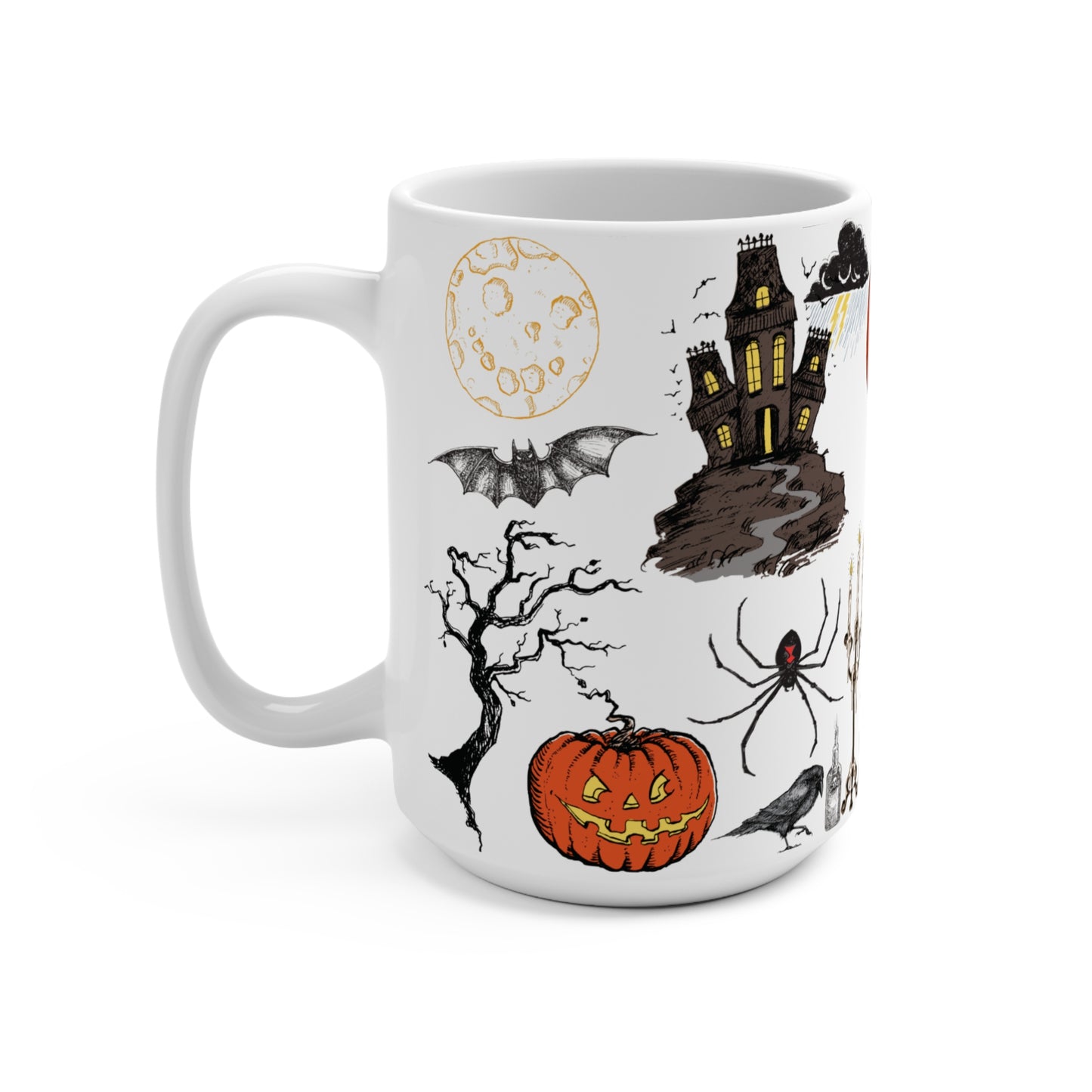 Vintage Halloween Mug 15oz - Festive Haunted Design for Fall Celebrations