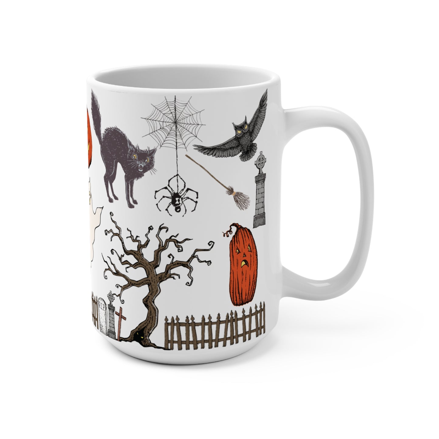 Vintage Halloween Mug 15oz - Festive Haunted Design for Fall Celebrations