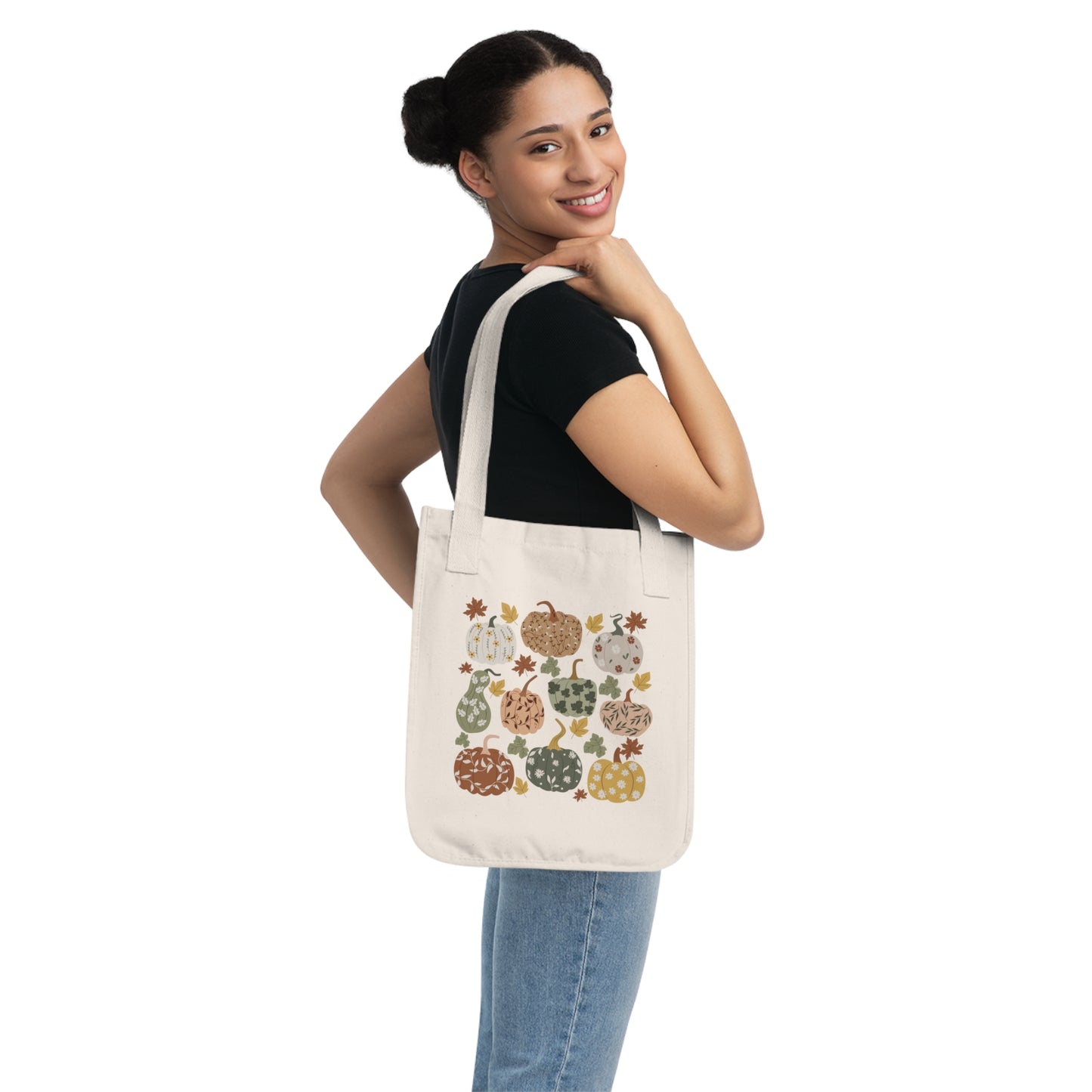 Organic Floral Pumpkin Tote Bag