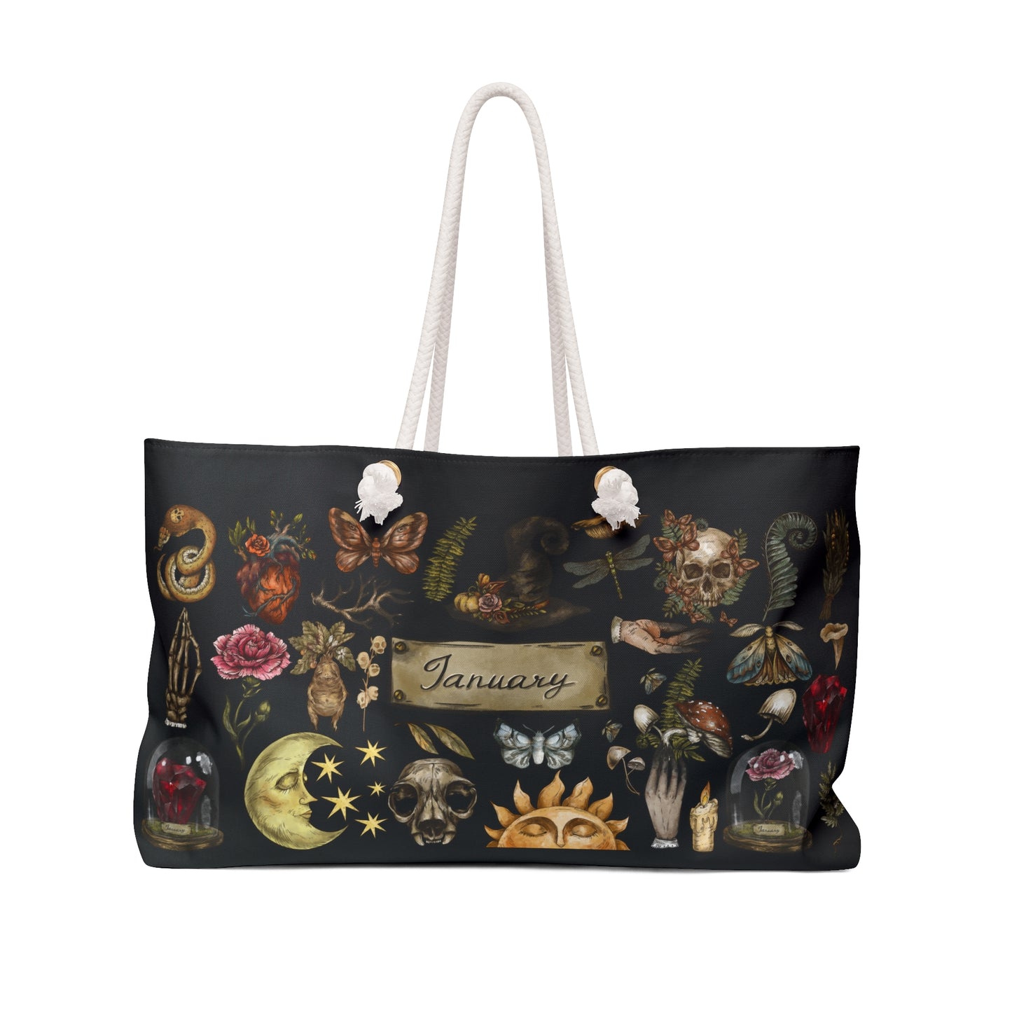 Witchy January Birthstone and Birth Flower Weekender Bag
