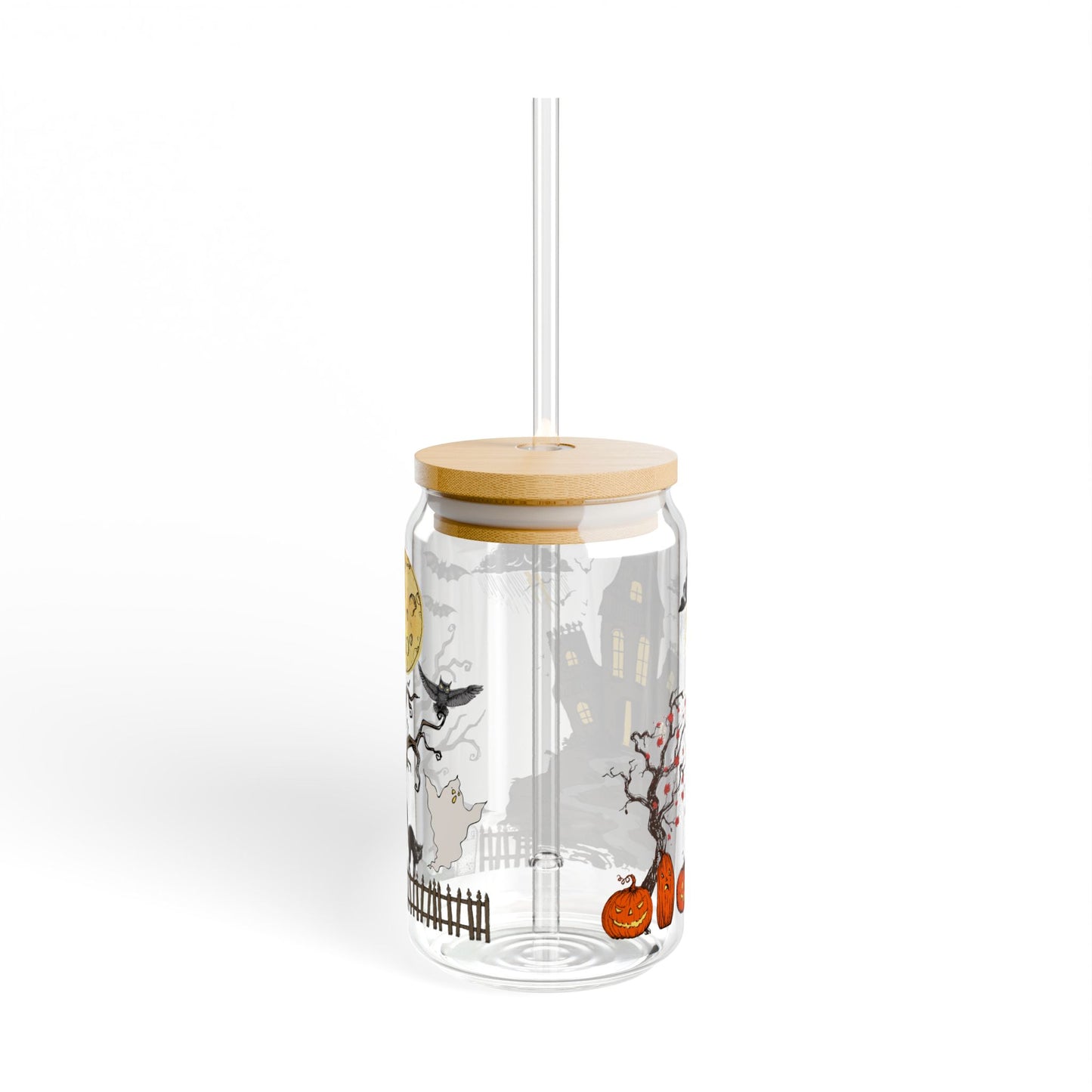 Halloween-Themed 16oz Sipper Glass with Straw - Perfect for Spooky Celebrations!