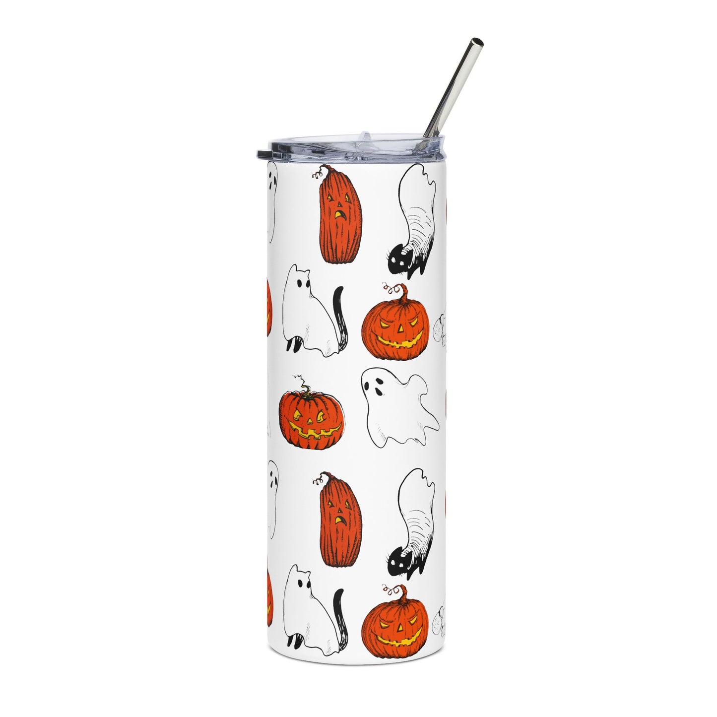 Halloween Stainless Steel Tumbler, 20oz with Jack O Lanterns and Ghostly Ghouls