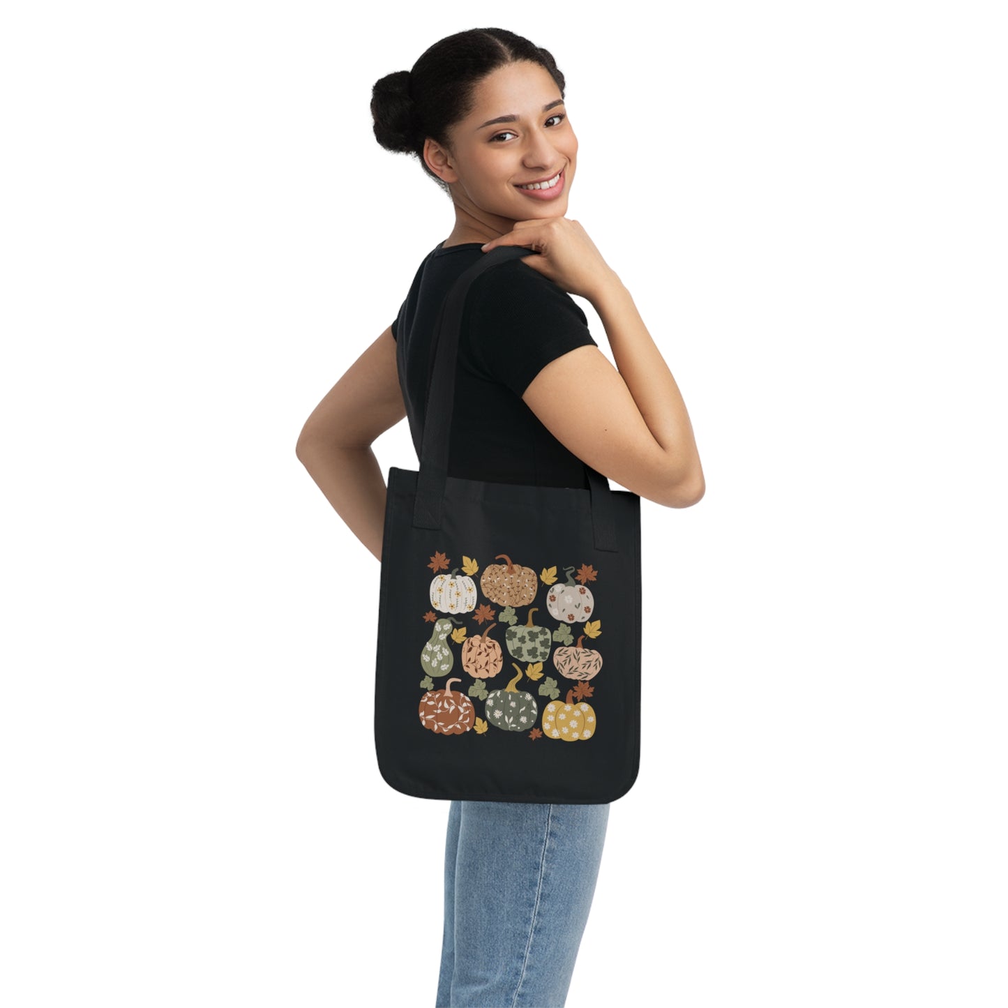 Organic Floral Pumpkin Tote Bag