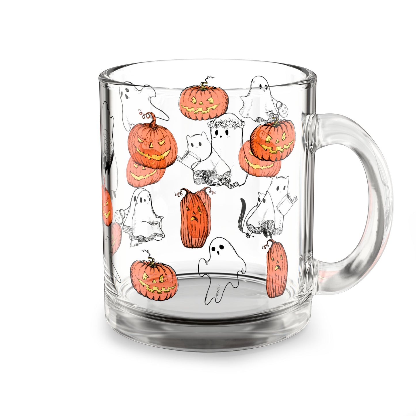 Halloween Ghosts and Jack-O-Lantern Glass Mug - 10oz
