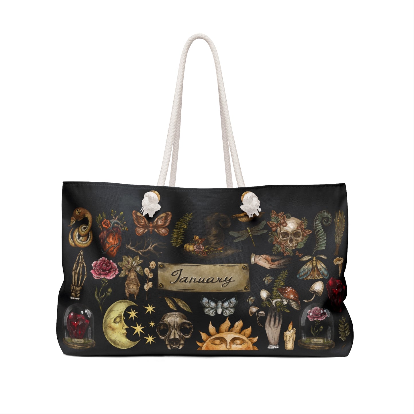 Witchy January Birthstone and Birth Flower Weekender Bag