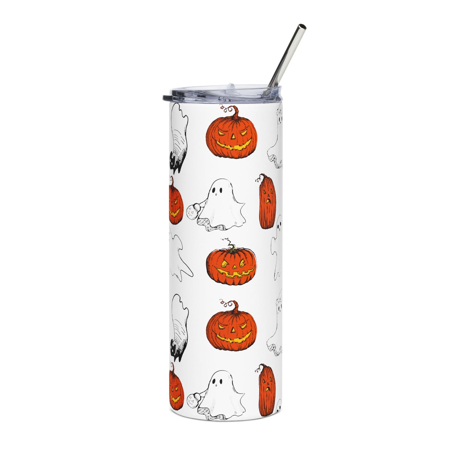 Halloween Stainless Steel Tumbler, 20oz with Jack O Lanterns and Ghostly Ghouls