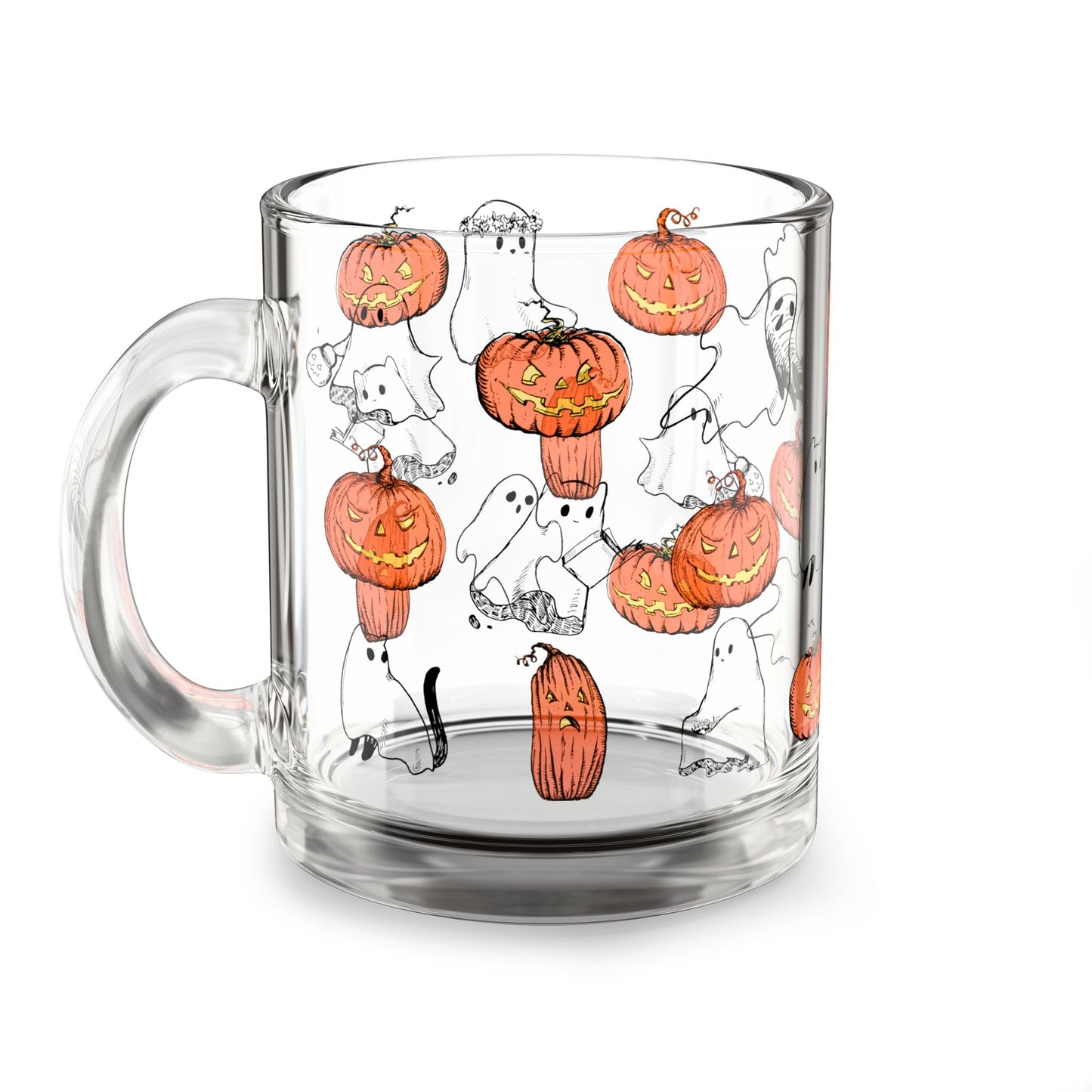 Halloween Ghosts and Jack-O-Lantern Glass Mug - 10oz