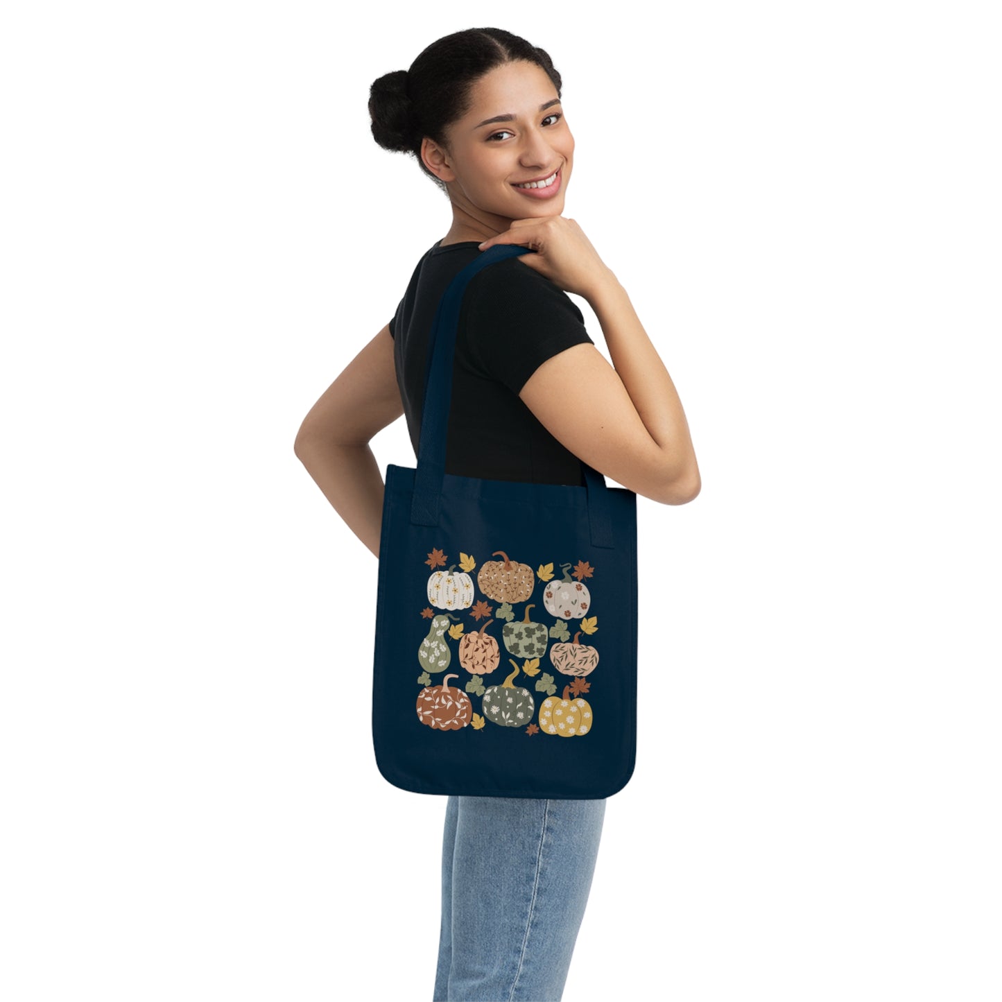 Organic Floral Pumpkin Tote Bag