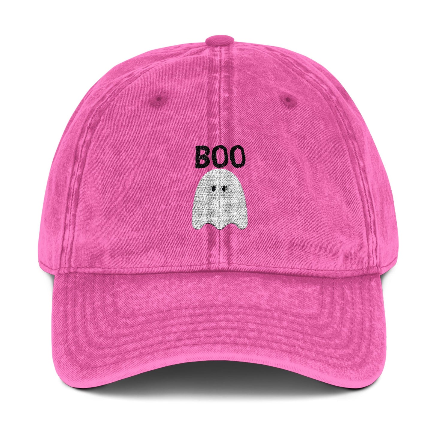 Embroidered Vintage Cap with Ghost and Boo Embroidery