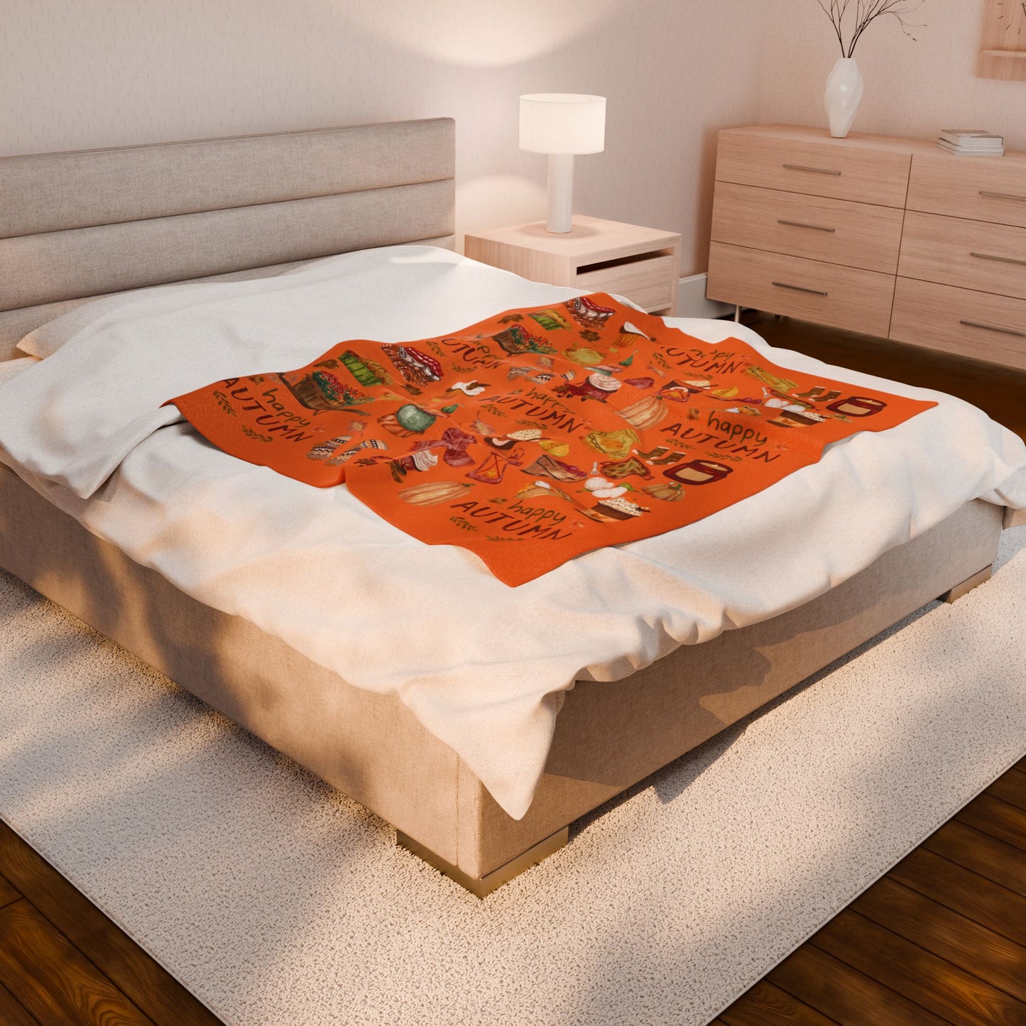 Cozy Autumn Velveteen Plush Blanket in Color Rusta
