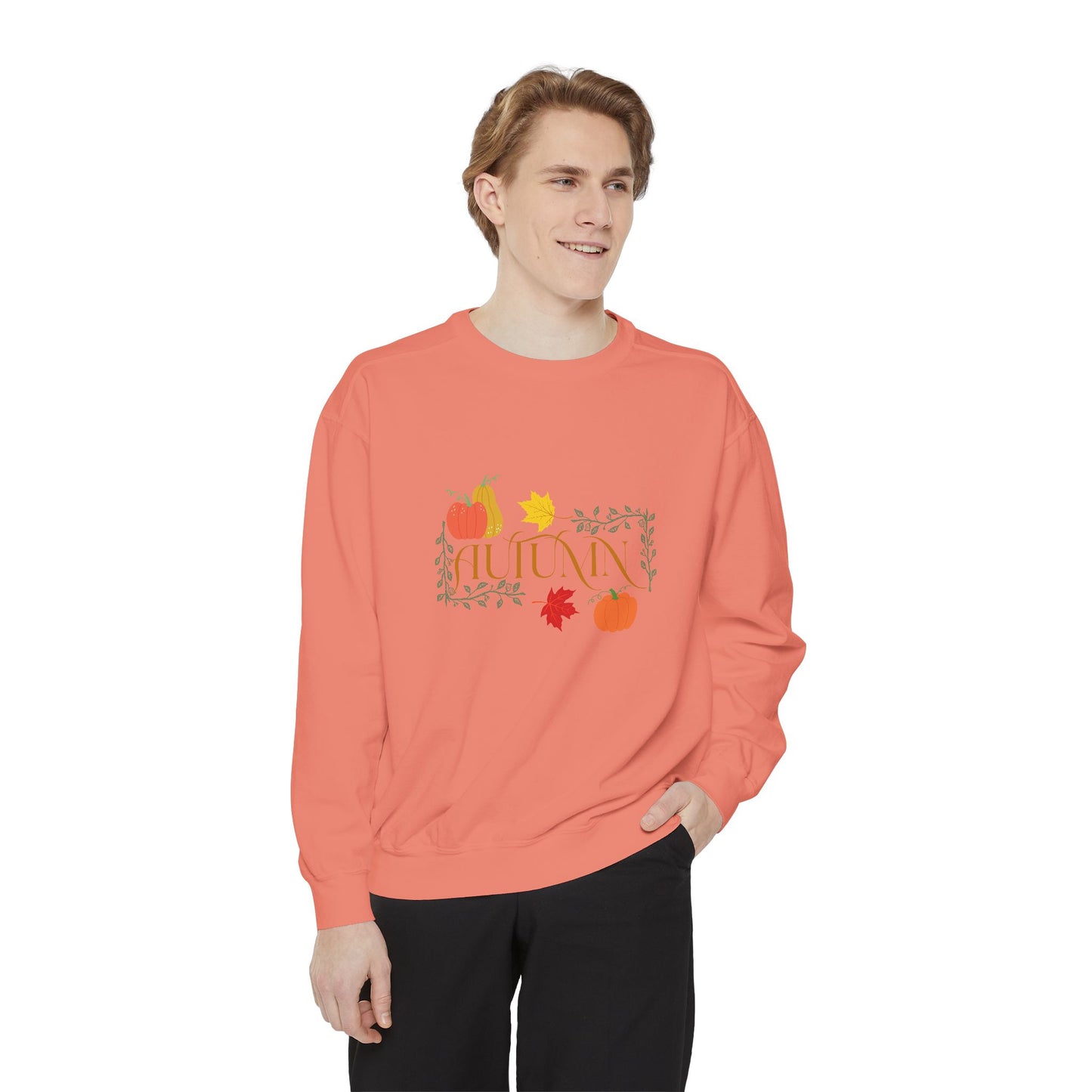 Cozy Autumn Sweatshirt - Unisex Garment-Dyed with Fall Design