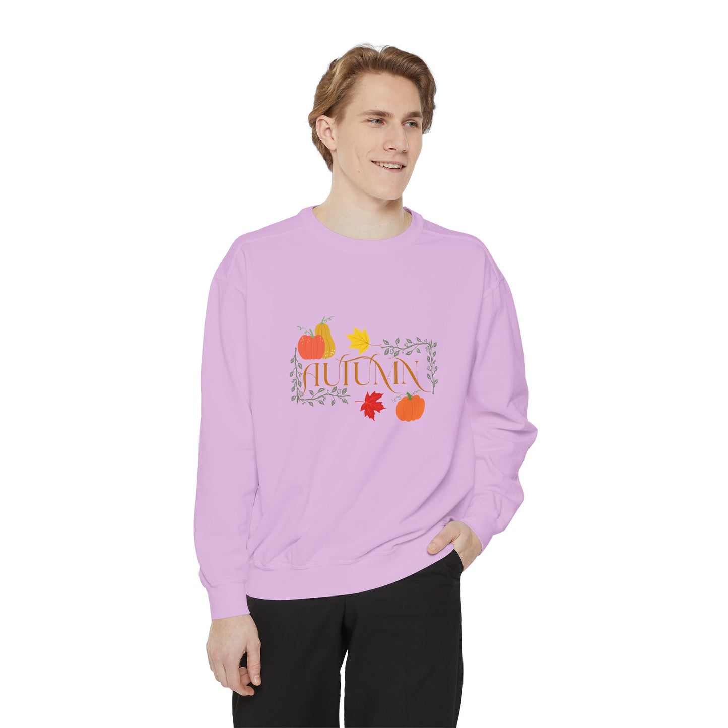 Cozy Autumn Sweatshirt - Unisex Garment-Dyed with Fall Design