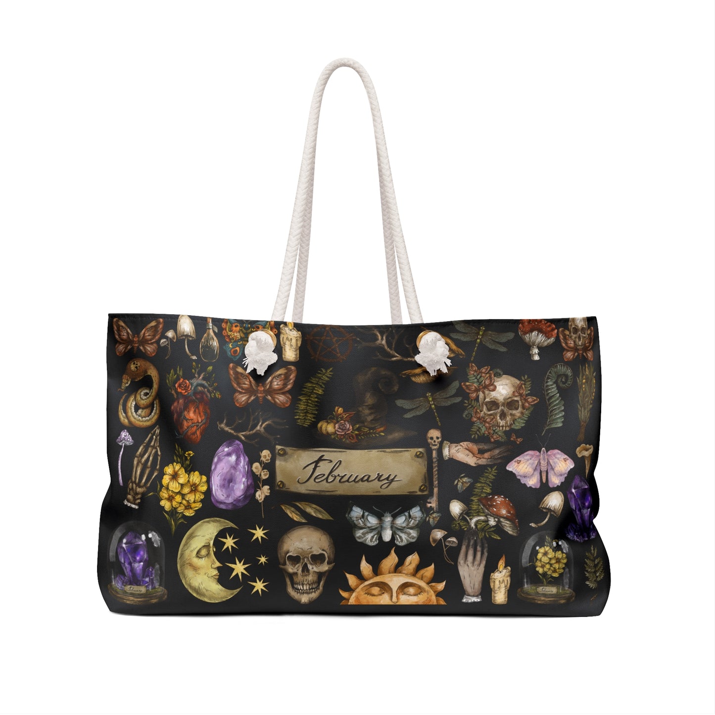 Witchy February Birthstone and Birth Flower Weekender Bag