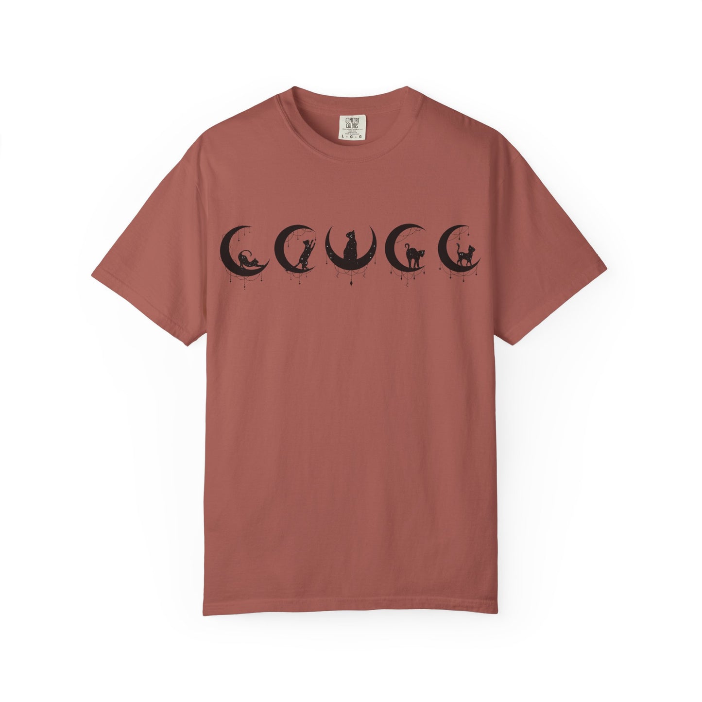 Celestial Cat T-Shirt, Unisex Tee, Bohemian Style, Gift for Cat Lovers, Casual Wear, Moon Phases Design