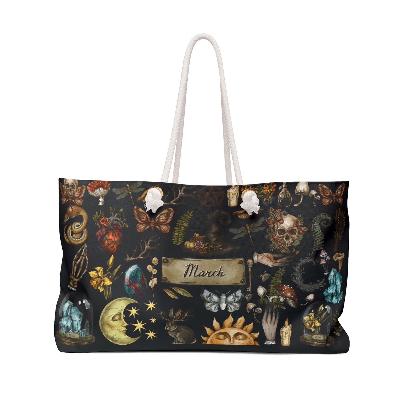 Witchy March Birthstone and Birth Flower Weekender Bag