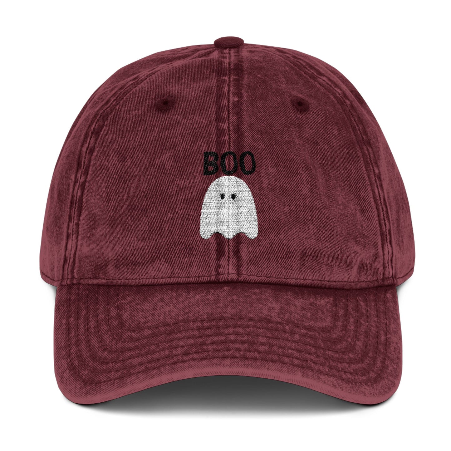 Embroidered Vintage Cap with Ghost and Boo Embroidery