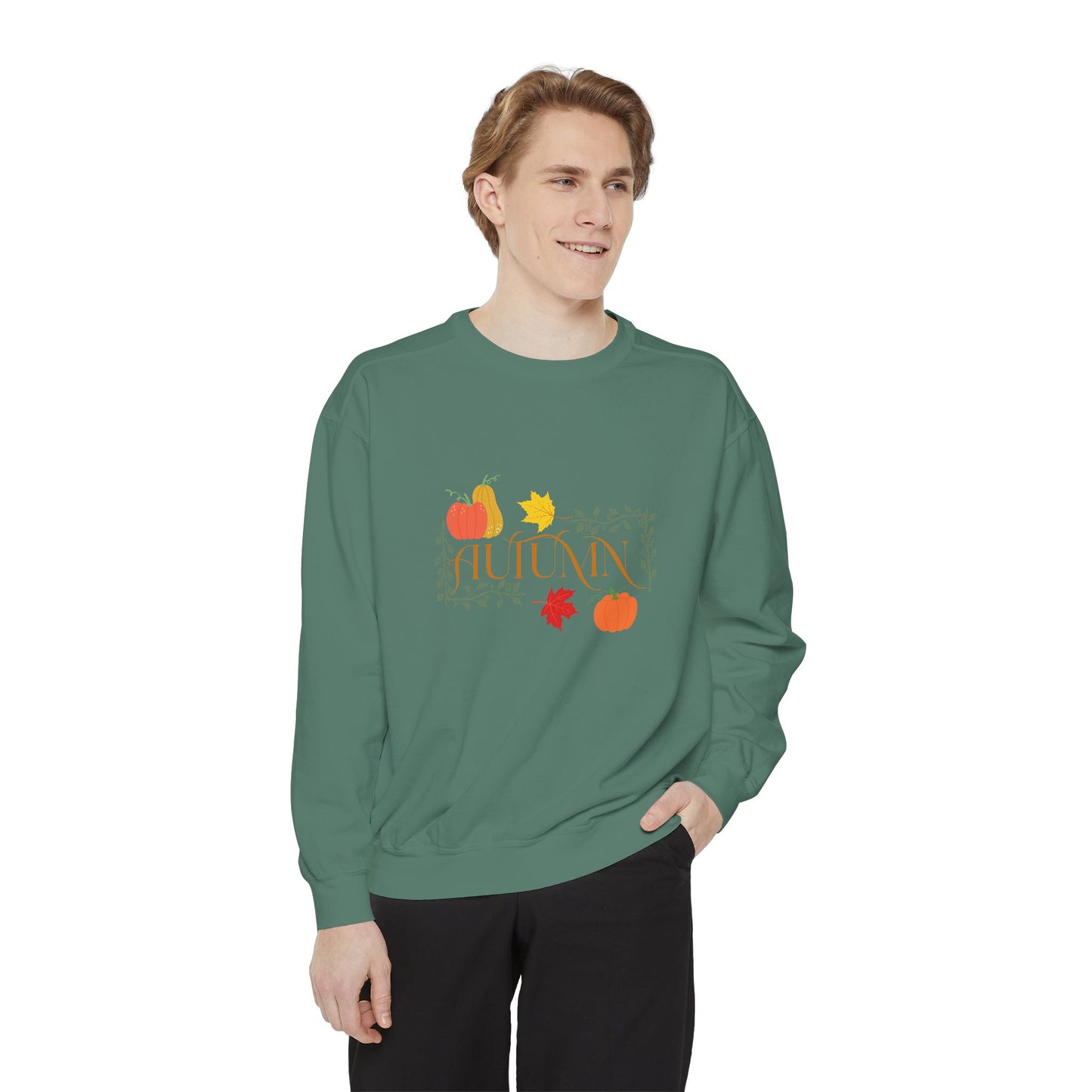 Cozy Autumn Sweatshirt - Unisex Garment-Dyed with Fall Design