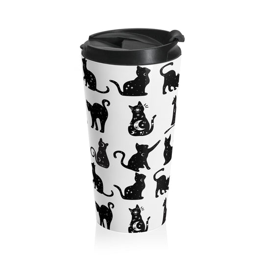 Whimsical Cat Travel Mug | Perfect for Cat Lovers, Animal Enthusiasts, Gift for Pet Owners, Travel Accessory, Coffee Mug