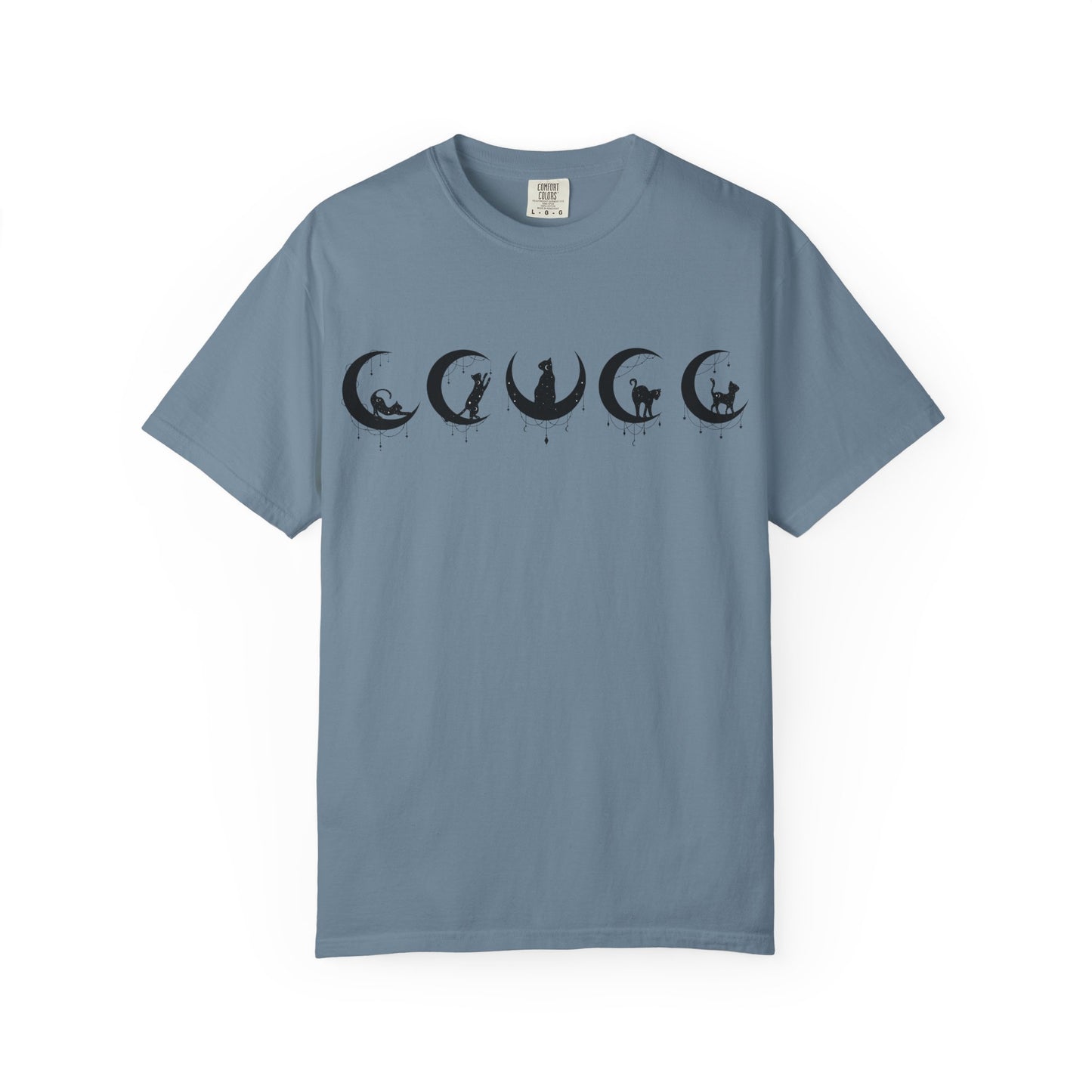 Celestial Cat T-Shirt, Unisex Tee, Bohemian Style, Gift for Cat Lovers, Casual Wear, Moon Phases Design
