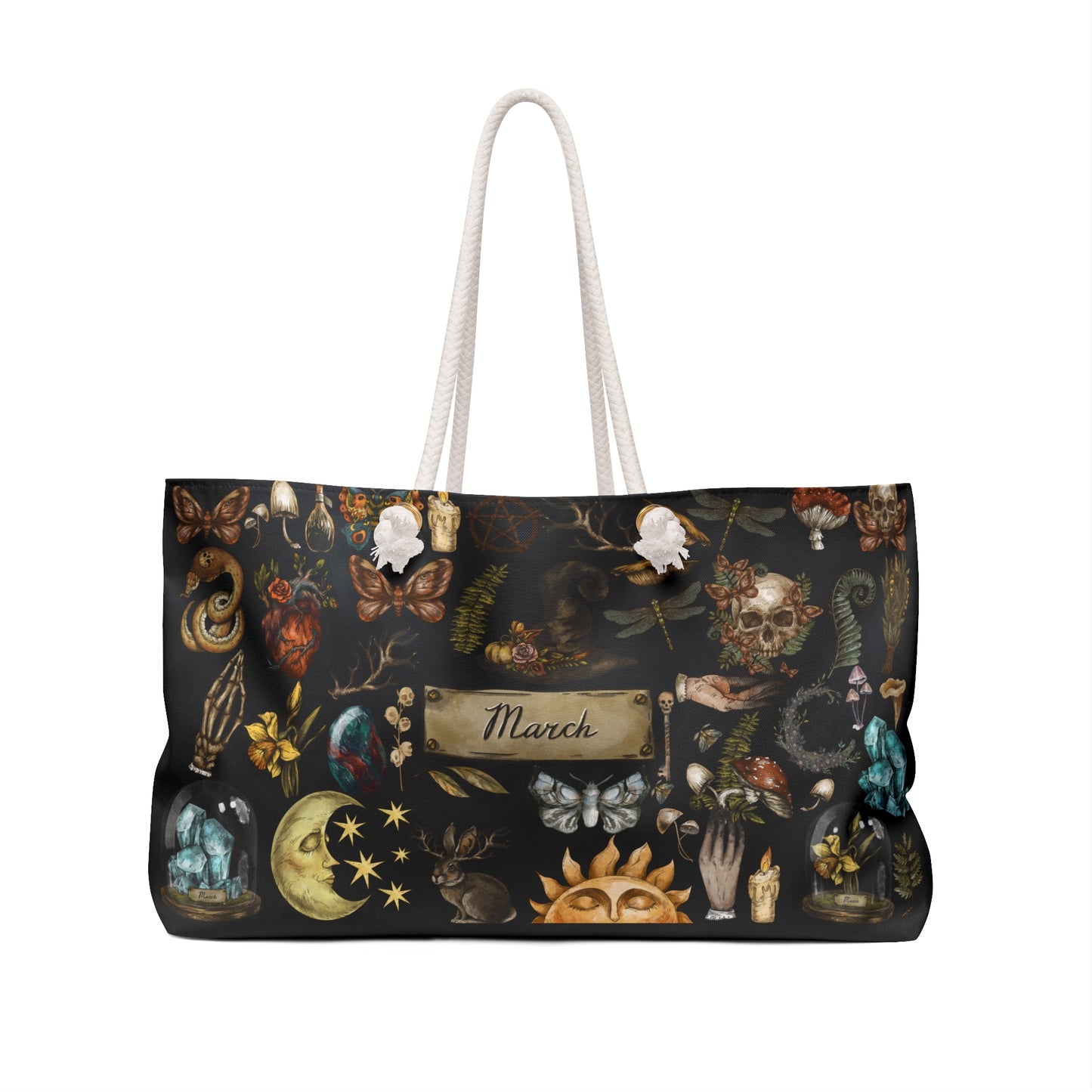 Witchy March Birthstone and Birth Flower Weekender Bag