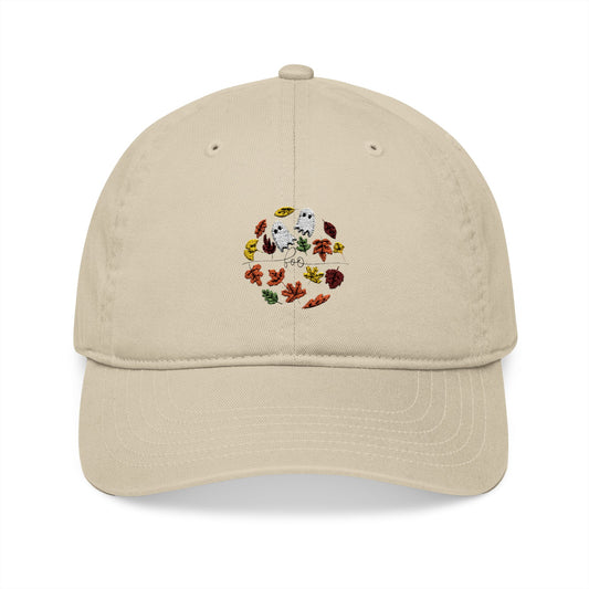 Embroidered Baseball Cap - Boo Ghost and Fall Leaves Design