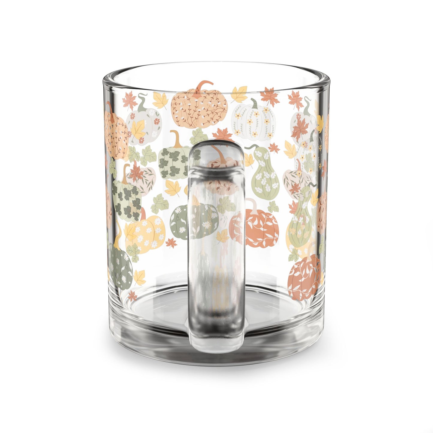 Autumn Pumpkin Glass Mug | Cozy Fall Beverage Cup | 10oz