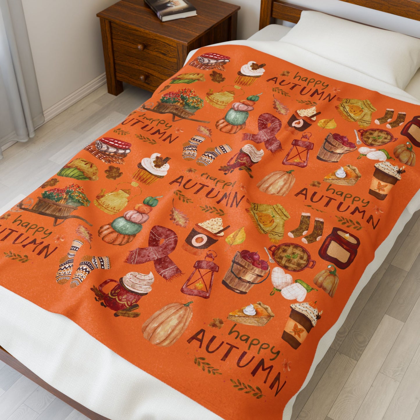 Cozy Autumn Velveteen Plush Blanket in Color Rusta