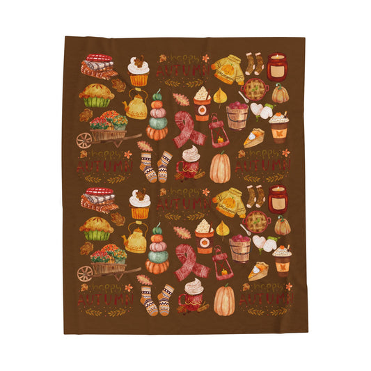 Cozy Autumn Velveteen Plush Blanket in Color Mocha