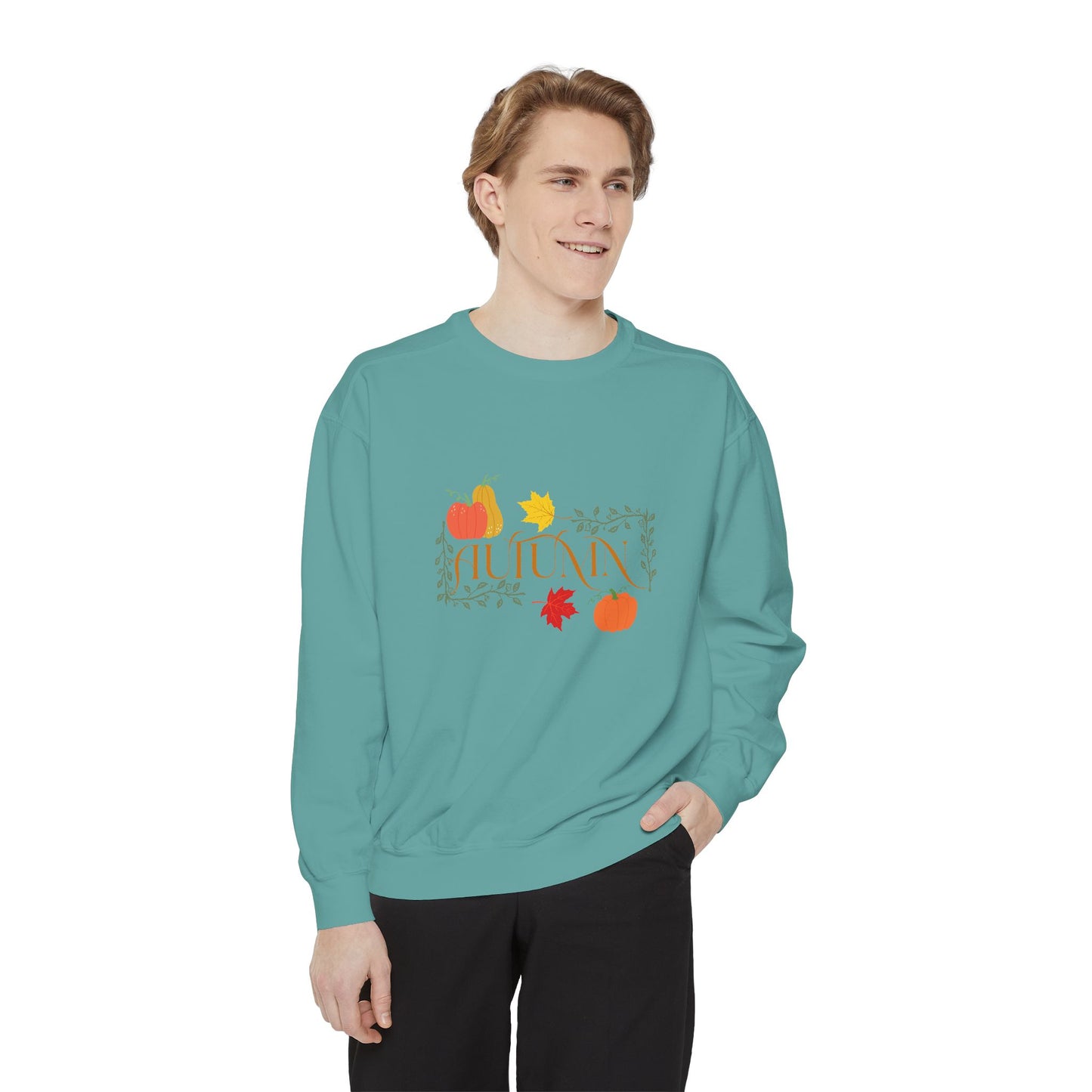 Cozy Autumn Sweatshirt - Unisex Garment-Dyed with Fall Design