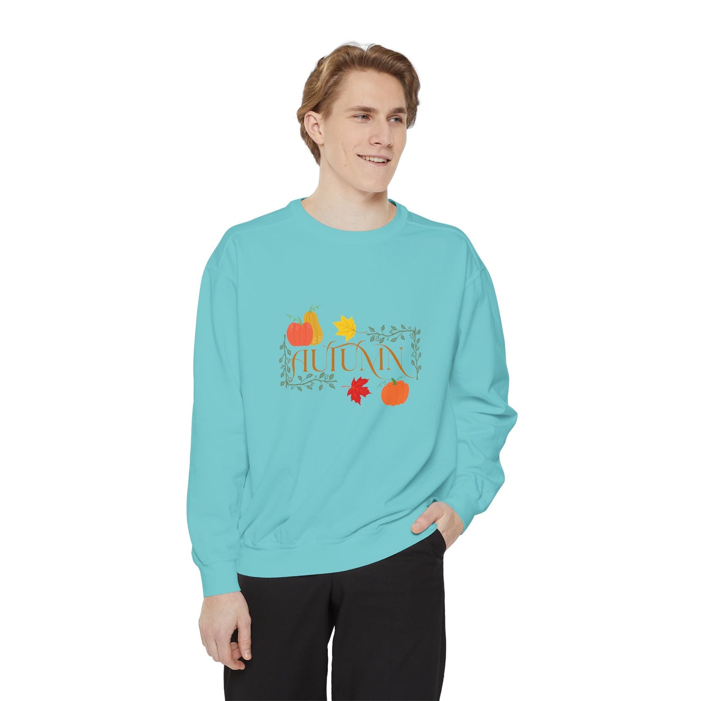 Cozy Autumn Sweatshirt - Unisex Garment-Dyed with Fall Design