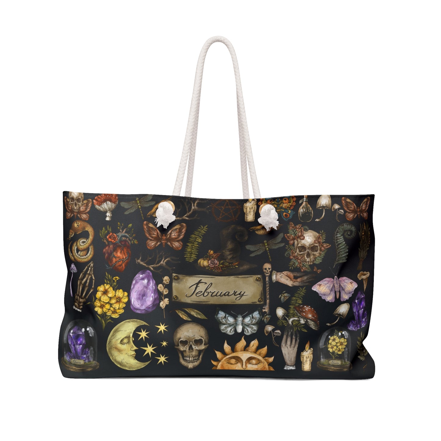 Witchy February Birthstone and Birth Flower Weekender Bag