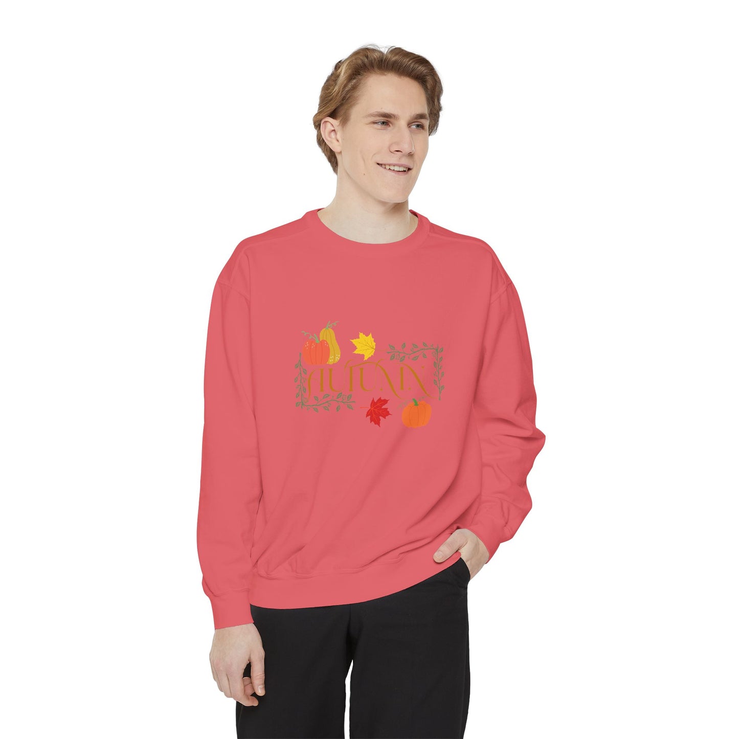 Cozy Autumn Sweatshirt - Unisex Garment-Dyed with Fall Design