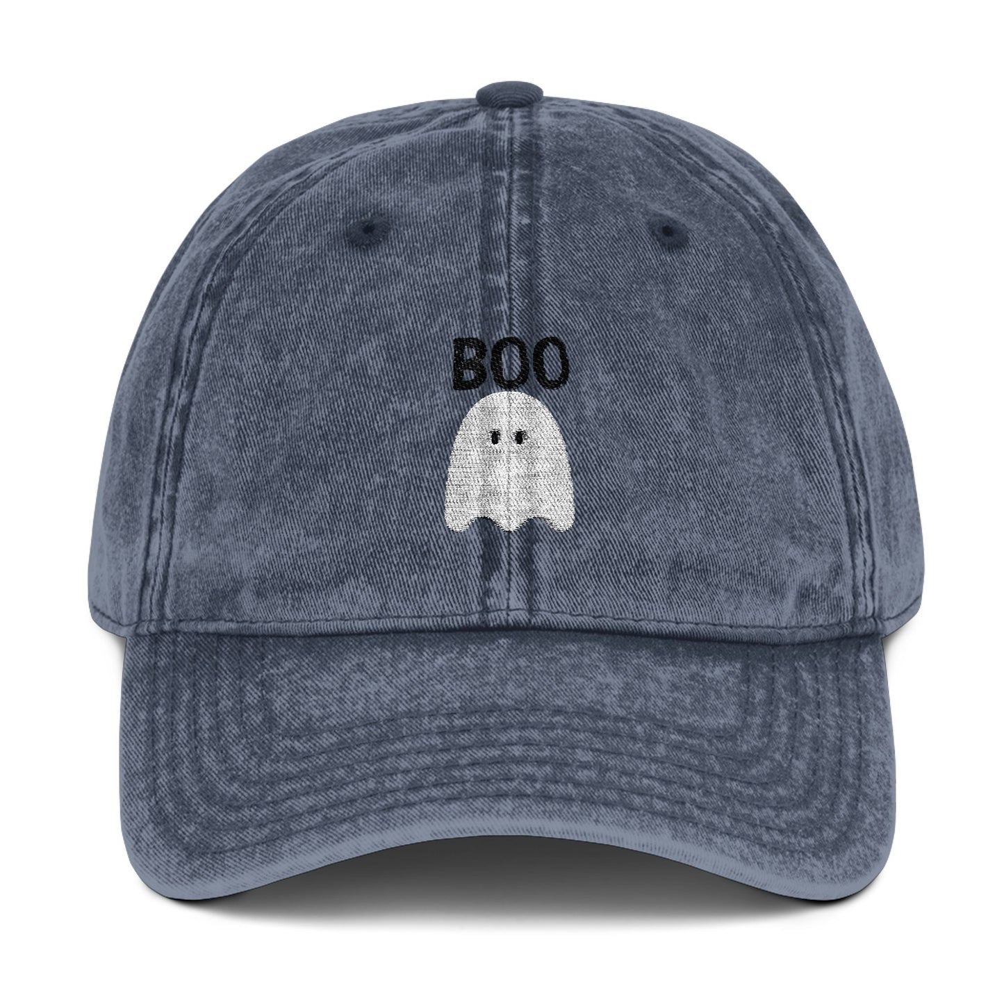 Embroidered Vintage Cap with Ghost and Boo Embroidery
