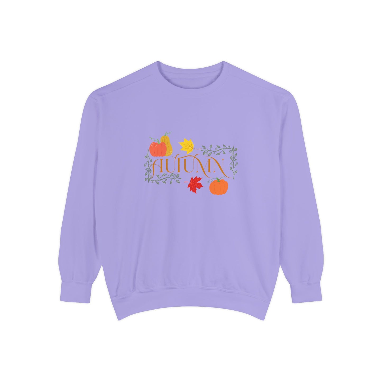 Cozy Autumn Sweatshirt - Unisex Garment-Dyed with Fall Design