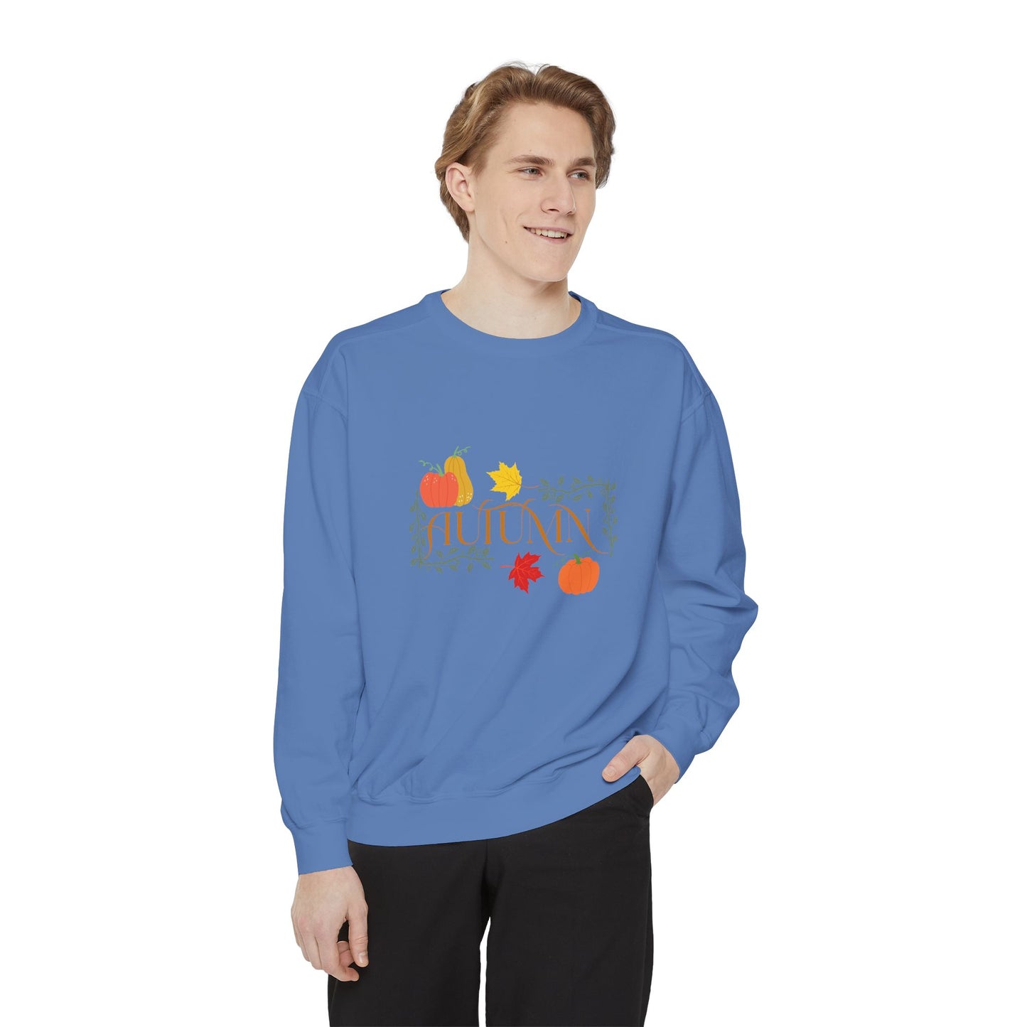 Cozy Autumn Sweatshirt - Unisex Garment-Dyed with Fall Design