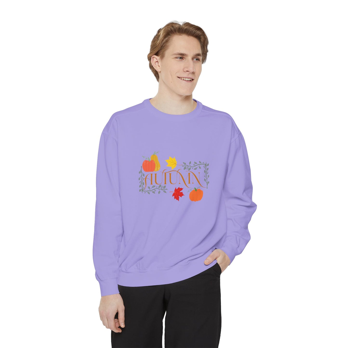 Cozy Autumn Sweatshirt - Unisex Garment-Dyed with Fall Design