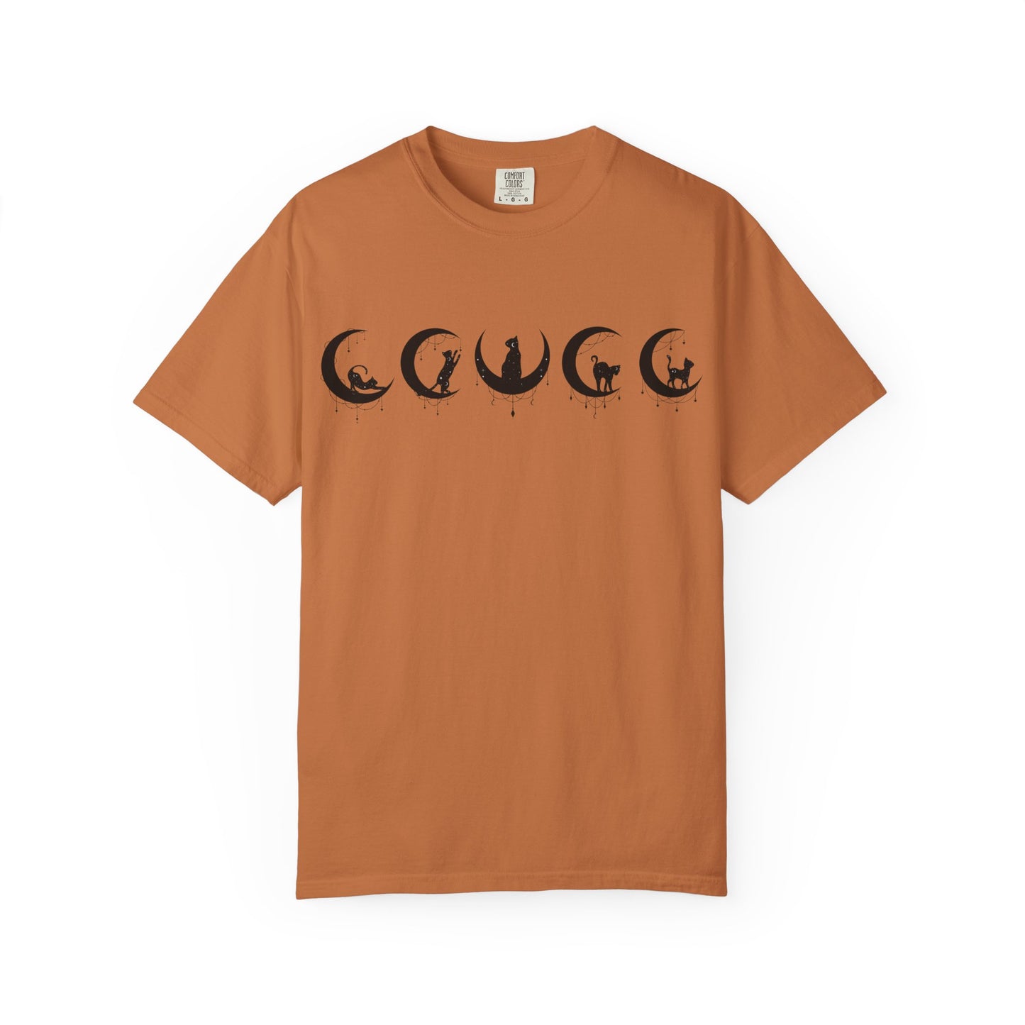 Celestial Cat T-Shirt, Unisex Tee, Bohemian Style, Gift for Cat Lovers, Casual Wear, Moon Phases Design
